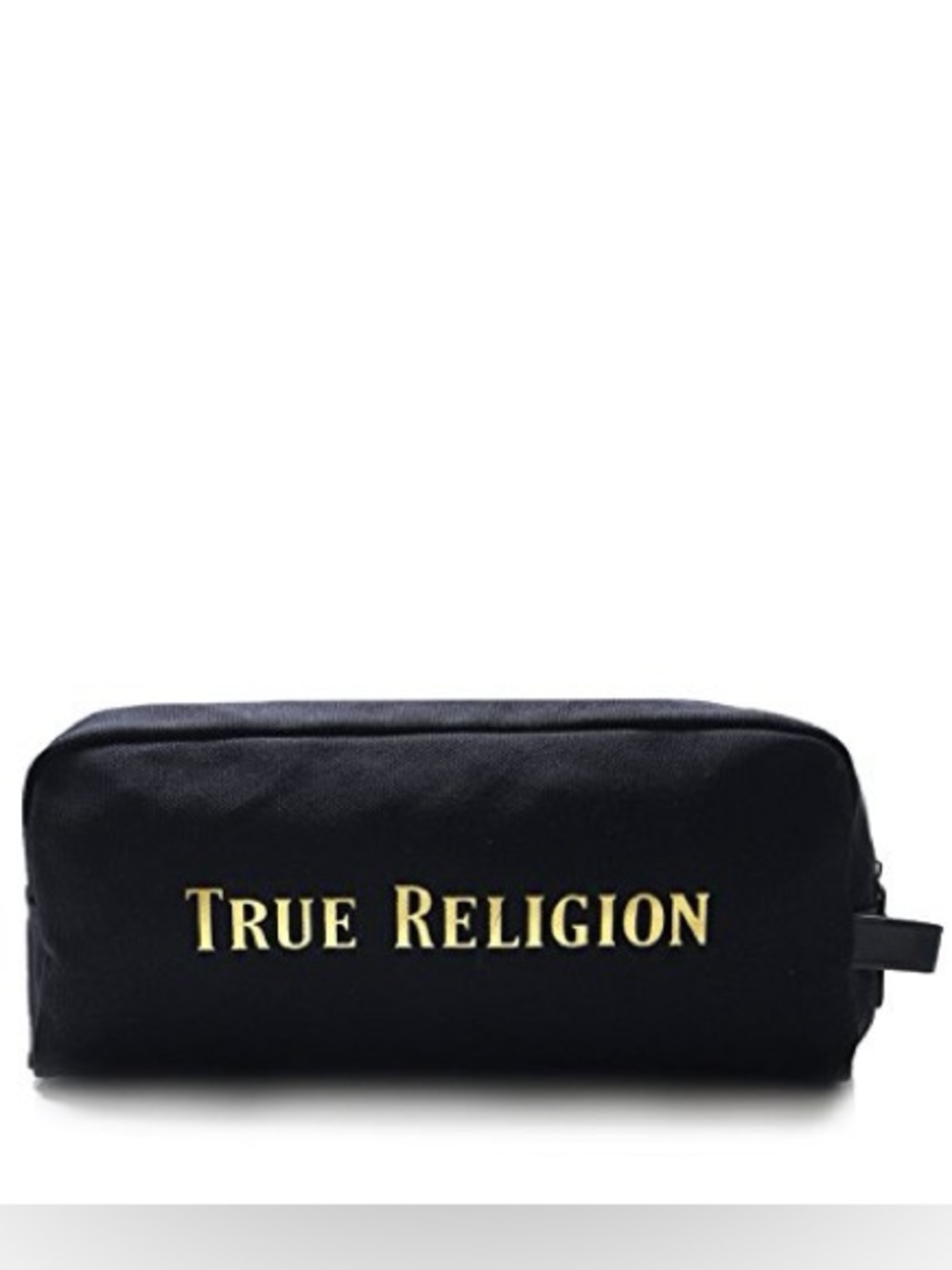True Religion Black Toiletry Dopp Kit with Gold Logo